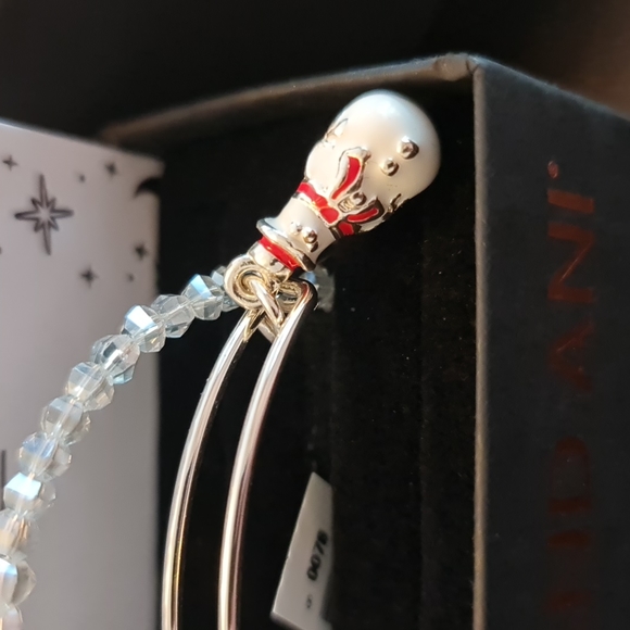ALEX & ANI Snowman Charm Beaded Bangle Bracelet Set BRAND NEW IN BOX - Picture 3 of 7